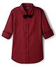 Pine Kids Cotton Woven Full Sleeves Solid Party Shirt With Bow - Maroon