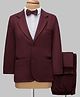 Babyhug Knit Full Sleeves Solid Color 3 Piece Party Suit with Bow Applique - Wine