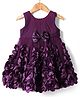 Babyhug Mesh 3D Flower Detailing Sleeveless Party Dress With Bow & 5 Layers With Cotton Lining - Purple