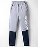 Olio Kids Cotton Knit Full Length Cut & Sew Track Pant with Text Print - Light Grey