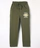 Olio Kids Cotton Knit Full Length Lounge Pant With Number Embroidery - Olive Green