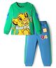 Babyhug Disney Single Jersey Knit Full Sleeves T-Shirt & Lounge Pant Set with Lion King Graphic and Badge Detailing - Green & Blue