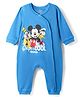 Babyhug Disney Interlock Knit Full Sleeves Rompers with Mickey Mouse & Friends Print - Blue