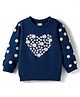 Babyhug Cotton Knit Full Sleeves Sweatshirt With Floral Print & Applique - Navy Blue