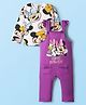 Babyhug Disney 100% Cotton Full Sleeves T- Shirt & Dungaree With Minnie Mouse Graphic - Multi Colour