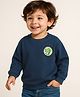 Babyhug Cotton Knit Full Sleeves Sweatshirt With Dino Patch - Navy Blue