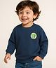 Babyhug Cotton Knit Full Sleeves Sweatshirt With Dino Patch - Navy Blue