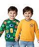 Babyhug Cotton Knit Full Sleeves Teddy Bear Printed Sweatshirts Pack of 2 - Green & Yellow