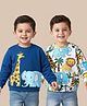 Babyhug Cotton Knit Full Sleeves Animal Printed Sweatshirts Pack of 2 - Blue & White