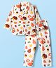 Babyhug Cotton Knit Full Sleeves Co-Ord Night Suit With Squirrel & Porcupine Print - White
