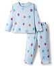 Bonfino 100% Cotton Knit Full Sleeves Co-Ord Night Suit with Polka Dot Print - Light Blue