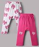 Bonfino Cotton Knit Full Length Diaper Leggings With Bow Print Pack Of 2 - White & Red