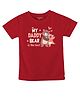 FFlirtygo Fathers Day Theme Cotton Half Sleeves My Daddy Bear Is The Best Text Printed Tee - Red