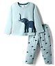 Taeko Single Jersey Knit Full Sleeves Night Suit With Animal Print - Light Blue
