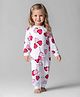 Bonfino 100% Cotton Knit Full Sleeves Co-Ord Night Suit With Heart Print - White