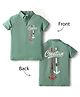 Olio Kids Cotton Knit Half Sleeves Polo T-Shirt With Front & Back Creative Text Print - Olive Green