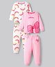 Bonfino 100% Cotton Full Sleeves Night Suit With Rainbow & Bow Print Pack Of 2 - White & Pink