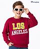 Honeyhap Premium 100% Cotton Knit with Bio Finish Full Sleeves Drop Shoulder T-Shirt with Los Angeles Print - Maroon