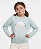 Primo Gino 100% Cotton Knit Full Sleeve Pullover Sweater With Sequin Rainbow Detailing - Light Blue