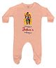 FFlirtygo Fathers Day Theme Cotton Knit Full Sleeves Happy Fathers Day Text Printed Sleepsuit - Peach