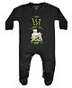 FFlirtygo Fathers Day Theme Cotton Knit Full Sleeves Happy 1st Fathers Day Daddy Text Printed Sleepsuit - Black