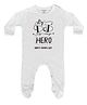 FFlirtygo Cotton Knit Fathers Day Theme Full Sleeves My Dad Is My Hero Text Printed Sleepsuit - White