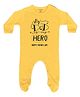 FFlirtygo Cotton Knit Fathers Day Theme Full Sleeves My Dad Is My Hero Text Printed Sleepsuit - Yellow