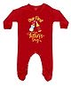 FFlirtygo Cotton Knit Fathers Day Theme Full Sleeves Our First Fathers Day Text Printed Sleepsuit - Red