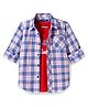 Pine Kids Cotton Woven Full Sleeves Checkerd Shirt with T-Shirt - Blue