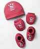 Simply Interlock Knit Cap Mittens And Booties Set With New Here Print Red - Diameter 12.5 cm
