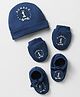 Simply Interlock Knit Cap Mittens And Booties Set With One Print Navy Blue - Diameter 12.5 cm