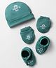 Simply Interlock Knit Cap Mittens And Booties Set With Dads Girl Text Print Teal Blue - Diameter 12.5 cm