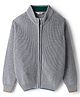 Primo Gino 100% Cotton Knit Full Sleeves Front Open High Neck Sweater with Cable Knit Design - Grey