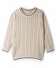 Primo Gino 100% Cotton Knit Full Sleeves Pullover Sweater with Cable Knit Design & Tipping - White