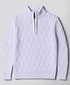 Primo Gino 100% Cotton Knit Full Sleeves High Neck Pullover Sweater with Cable Knit Design - White