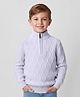 Primo Gino 100% Cotton Knit Full Sleeves High Neck Pullover Sweater with Cable Knit Design - White