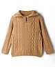Primo Gino 100% Cotton Knit Full Sleeves High Neck Sweater with Zipper and Stripes - Burgandy