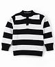 Primo Gino 100% Cotton Knit Full Sleeves High Neck Sweater with Zipper & Stripes - Navy Blue & White