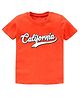KAVEE Pure Cotton Half Sleeves California Text Printed Bio Washed Tee - Orange