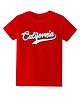 KAVEE Pure Cotton Half Sleeves California Text Printed Bio Washed Tee - Red
