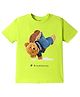 KAVEE Pure Cotton Half Sleeves Bear & Break Dance Text Printed Bio Washed  Tee - Neon Green