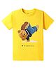 KAVEE Pure Cotton Half Sleeves Bear & Break Dance Text Printed Bio Washed  Tee - Yellow