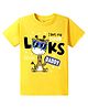 KAVEE Pure Cotton Half Sleeves Giraffe & I Get My Good Looks From Daddy Text Printed Bio Washed Tee - Yellow