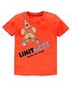 KAVEE Pure Cotton Half Sleeves Limitless Text & Teddy Bear Printed Bio Washed Tee - Orange