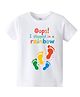 KAVEE Pure Cotton Half Sleeves Oops I Stepped In A Rainbow Printed Bio Washed Tee - White
