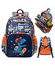 Cots and Cuddles Cute Dino Design Lightweight Backpack for Kids Perfect for School & Outings Height 14 inches (Navy Blue)