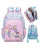 Cots and Cuddles Cute Unicorn Design Lightweight Backpack for Kids Perfect for School & Outings 14 inches (Pink-Blue)