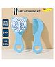 Joy Buzz Ergo Grip Hair Brush & Comb Grooming Set With Soft Bristles - Blue