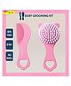 Joy Buzz Ergo Grip Hair Brush & Comb Grooming Set With Soft Bristles - Pink