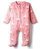 Babyhug Interlock Knit Full Sleeves Front Open Footed Sleepsuit With Duck Print - Pink